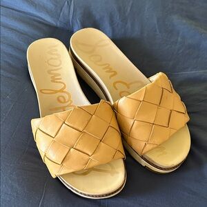 Sam Edelman Woven Slide Sandals in Mustard